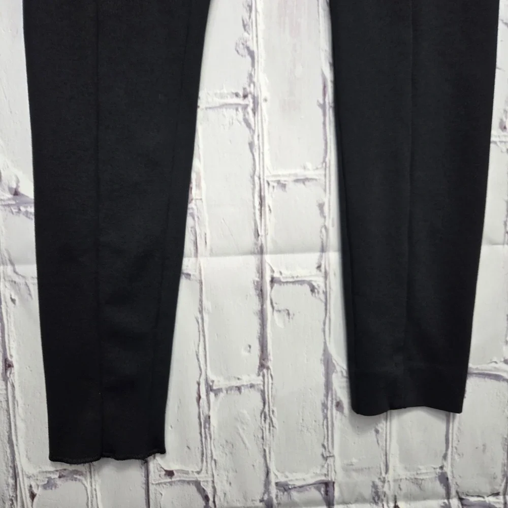 Black Linen Blend Pants Tapered Leg Mid-Rise Waist Casual Women Sz 10‎ Black